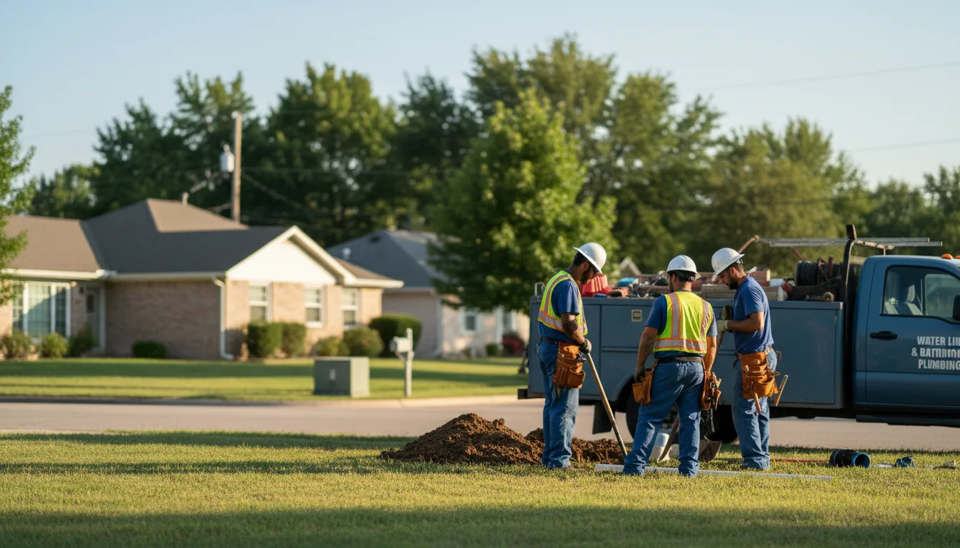 Residential water line and bathroom plumbing service in Foster, OK